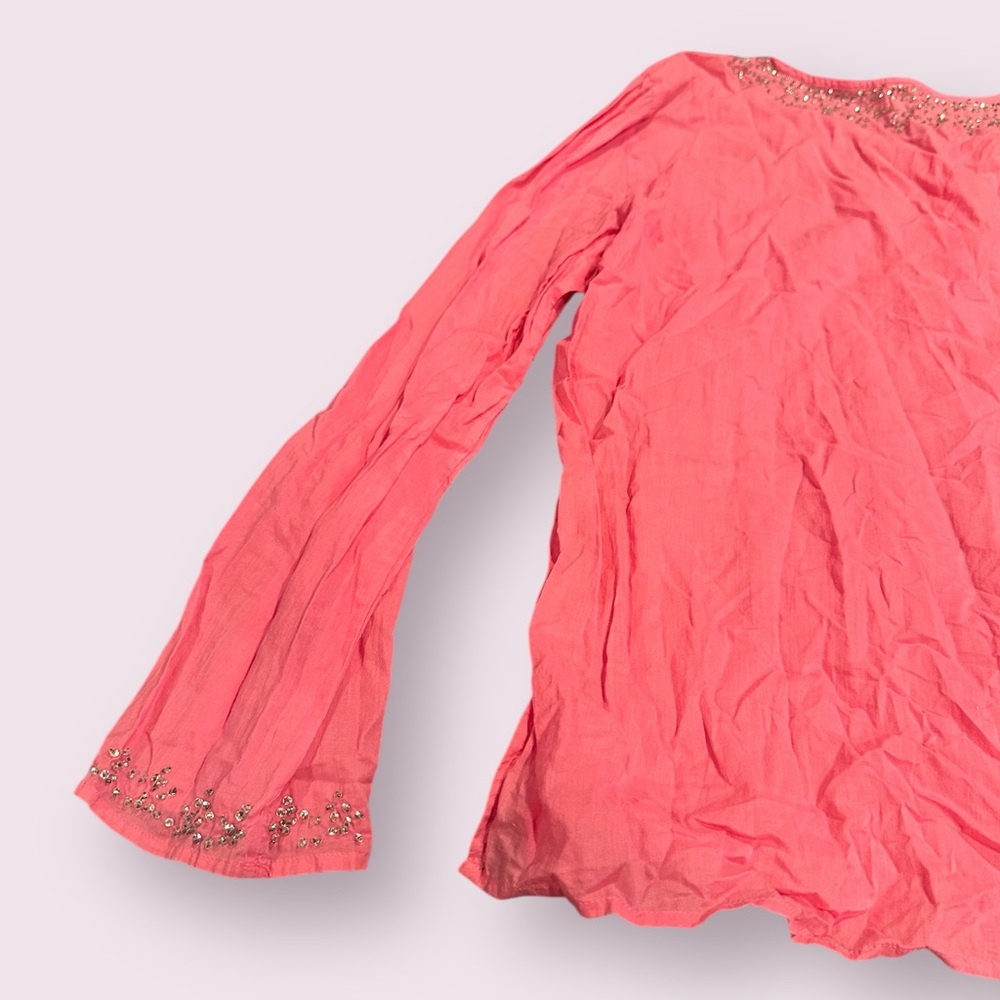 Women's Old Navy Summer 2005 Pink Blouse with Sparkle Accents Sz Large - Picture 11 of 12